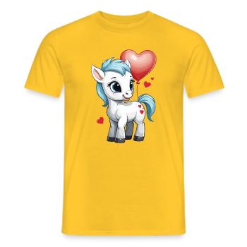 Cute pony with heart - Men's T-Shirt - yellow - Front - AI Model Male 178 dark (178cm)