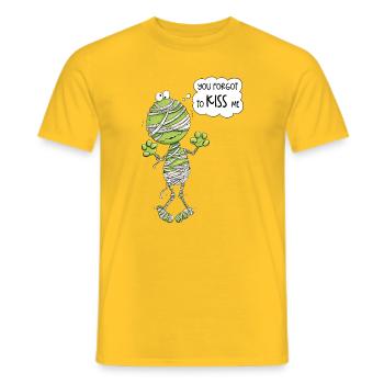 Frog Mummy Halloween You Forgot To Kiss Me - Men's T-Shirt - yellow - Front - AI Model Male 178 dark (178cm)