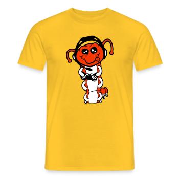 Gamer Caterpillar Nerd Gaming Controller Console Game - Men's T-Shirt - yellow - Front - AI Model Male 178 dark (178cm)