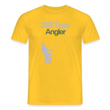 365 Days Angler – Angler Gift - Men's T-Shirt - yellow - Front - AI Model Male 178 dark (178cm)