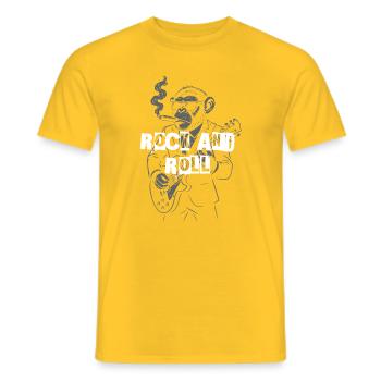 Rock and Roll Monkey Gitarrist - Männer T-Shirt - Gelb - Vorne - AI Model Male 178 dark (178cm)