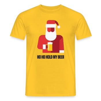 Santa Ho ho hold my Beer Spruch - Männer T-Shirt - Gelb - Vorne - AI Model Male 178 dark (178cm)