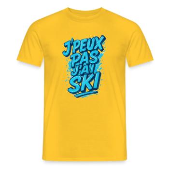Ich kann nicht Skifahren. - Männer T-Shirt - Gelb - Vorne - AI Model Male 178 dark (178cm)