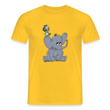 Elefant_mit_Vogel - T-shirt homme - jaune - Devant - AI Model Male 178 dark (178cm)