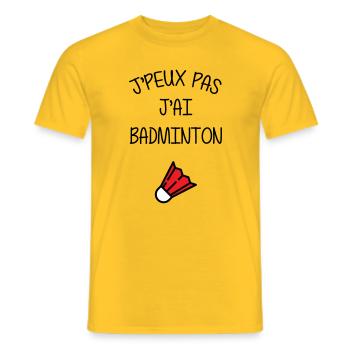 I can't I have Badminton - Men's T-Shirt - yellow - Front - AI Model Male 178 dark (178cm)