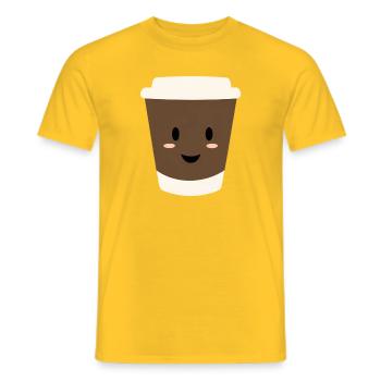 Kawaii Kaffee-Becher Lächeln - Männer T-Shirt - Gelb - Vorne - AI Model Male 178 dark (178cm)