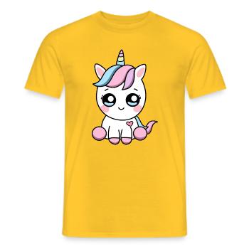 Licorne Kawaii – Sweet Valentine Magic - T-shirt homme - jaune - Devant - AI Model Male 178 dark (178cm)