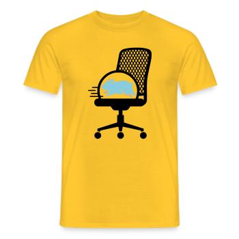  Hamsterrad auf Bürostuhl - Männer T-Shirt - Gelb - Vorne - AI Model Male 178 dark (178cm)
