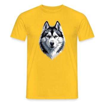 Husky Hunde Liebhaber Hund Liebe Siberian Huskys - Männer T-Shirt - Gelb - Vorne - AI Model Male 178 dark (178cm)