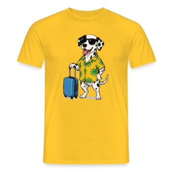Dalmatian in Hawaiian Look Travel Dog - Men's T-Shirt - yellow - Front - AI Model Male 178 dark (178cm)