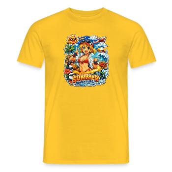 Summer Adventure Anime Style - Men's T-Shirt - yellow - Front - AI Model Male 178 dark (178cm)