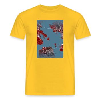 Carte stylisée de San Francisco - T-shirt homme - jaune - Devant - AI Model Male 178 dark (178cm)