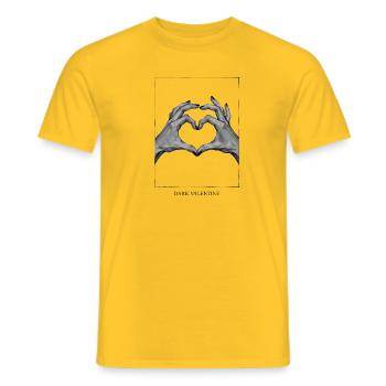 Black and White Heart Hand – Dark Valentine - Men's T-Shirt - yellow - Front - AI Model Male 178 dark (178cm)
