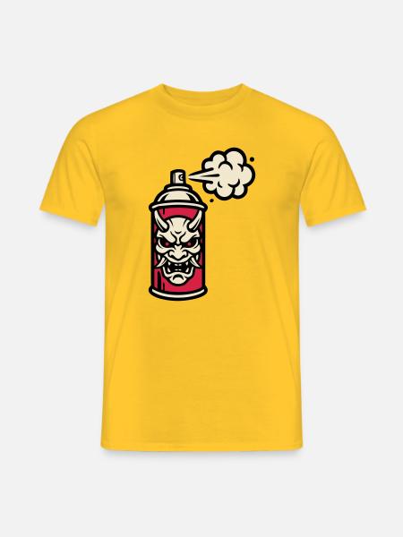 Oni Maske Spraydose Grafik - Männer T-Shirt - Gelb
