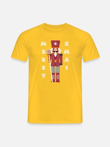 Weihnachtlicher Nussknacker Merry XMAS dunkelrot - Männer T-Shirt - Gelb