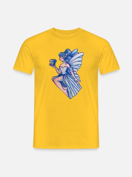 Azurblaue Fee mit Kristall-Edelstein - Männer T-Shirt - Gelb