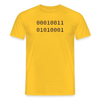 1981 Binary - Men's T-Shirt - yellow - Front - AI Model Male 178 dark (178cm)