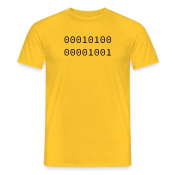 Binaire 2009 - T-shirt homme - jaune - Devant - AI Model Male 178 dark (178cm)
