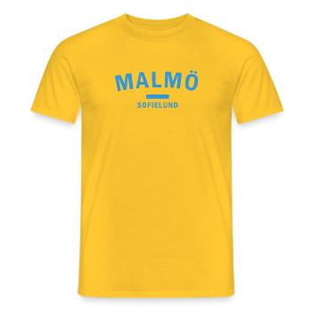 Silhouette côtière de la ligne d’horizon de Malmö - T-shirt homme - jaune - Devant - AI Model Male 178 dark (178cm)