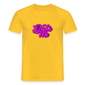Date Me | present - Men's T-Shirt - yellow - Front - AI Model Male 178 dark (178cm)