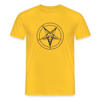The seal Baphomet! Pentagram symbol motif - Men's T-Shirt - yellow - Front - AI Model Male 178 dark (178cm)
