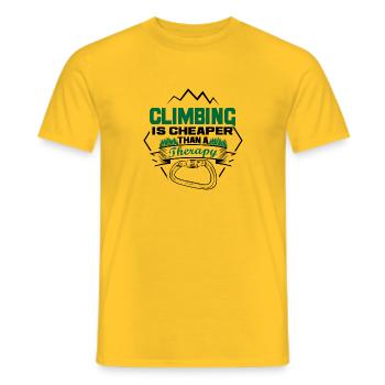 Klettern ist die Leidenschaft des Bergsteigers - Männer T-Shirt - Gelb - Vorne - AI Model Male 178 dark (178cm)