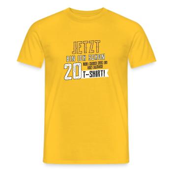 Jetzt bin ich 20 und krieg nur ein blödes Shirt! - Männer T-Shirt - Gelb - Vorne - AI Model Male 178 dark (178cm)