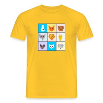 Colorful animal mix with favorite animals - Men's T-Shirt - yellow - Front - AI Model Male 178 dark (178cm)