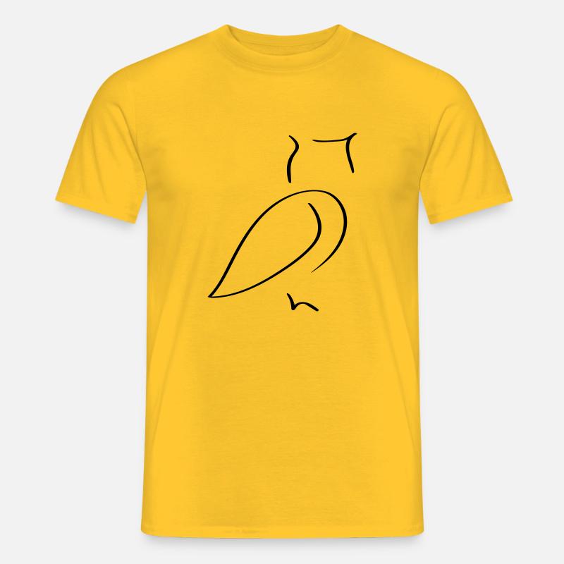 Eule Line Art - Minimalistisch - Männer T-Shirt - Gelb