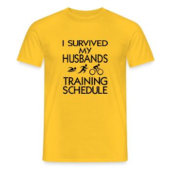 Triathlon Natation Vélo Run Marathon - T-shirt homme - jaune - Devant - AI Model Male 178 dark (178cm)