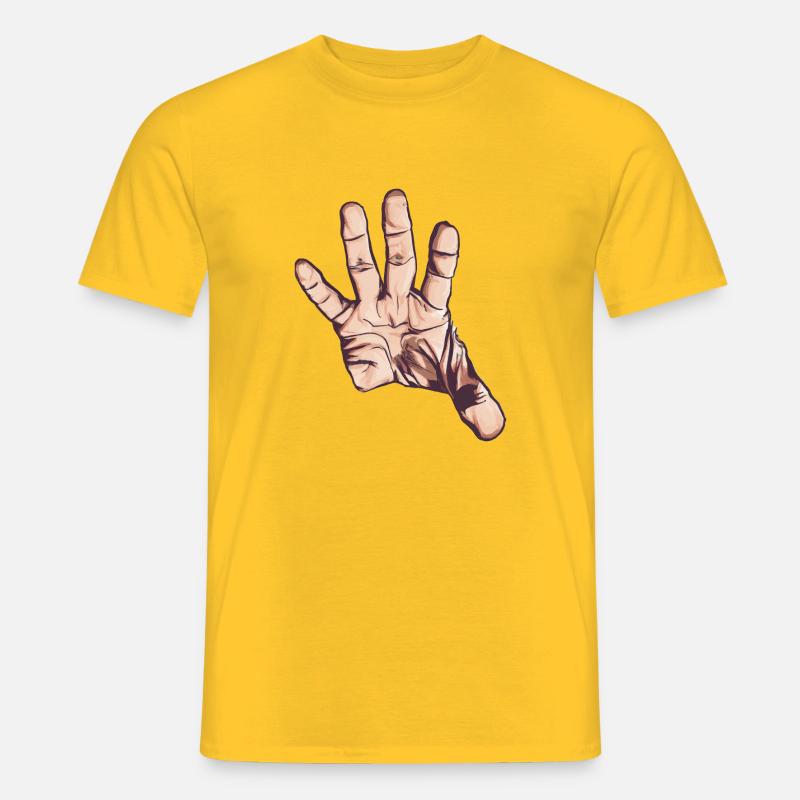 Hand grasping / stretching out, Vector Art - Men's T-shirt - yellow