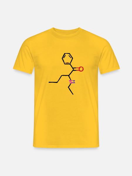 Frau glücklich mit Tattoo und Geschenk. - Männer T-Shirt - Gelb