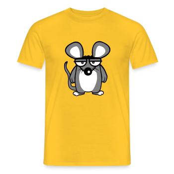 Mouse looks angry angry frustrated angry aggressive - Men's T-Shirt - yellow - Front - AI Model Male 178 dark (178cm)