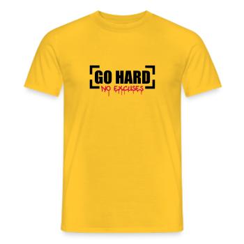 Go Hard No Excuses - Men's T-Shirt - yellow - Front - AI Model Male 178 dark (178cm)