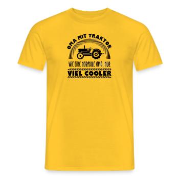 Grand-mère avec tracteur - T-shirt homme - jaune - Devant - AI Model Male 178 dark (178cm)