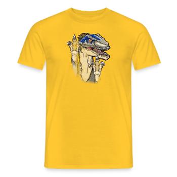 Jurassic Universe Blue Raptor Clever T REX prehistoric - Men's T-Shirt - yellow - Front - AI Model Male 178 dark (178cm)