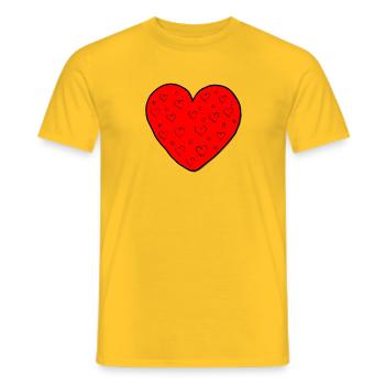 Grand coeur avec cadeau haut coeurs - T-shirt homme - jaune - Devant - AI Model Male 178 dark (178cm)