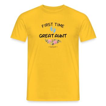 First time Great Aunt 2024 New Baby For Auntie To - Men's T-Shirt - yellow - Front - AI Model Male 178 dark (178cm)
