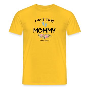 First time Great Aunt 2024 New Baby For Auntie To - Men's T-Shirt - yellow - Front - AI Model Male 178 dark (178cm)