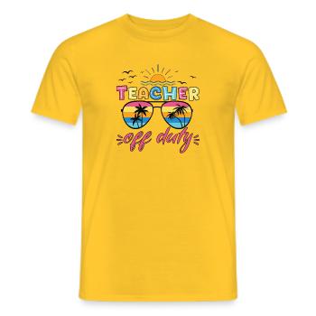 Teacher Off Duty Sunglasses Last Day Of School - Men's T-Shirt - yellow - Front - AI Model Male 178 dark (178cm)