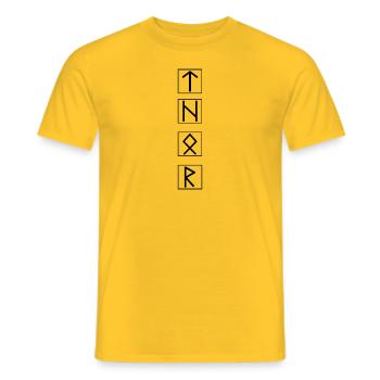 THOR Langue runique Noir - T-shirt homme - jaune - Devant - AI Model Male 178 dark (178cm)