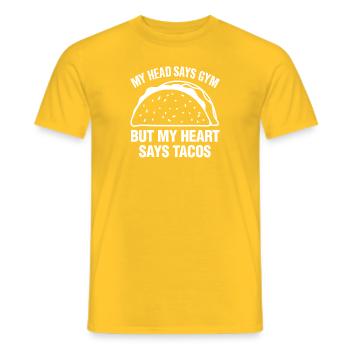 Taco Funny Head Says Gym Hearts Says Tacos - Men's T-Shirt - yellow - Front - AI Model Male 178 dark (178cm)