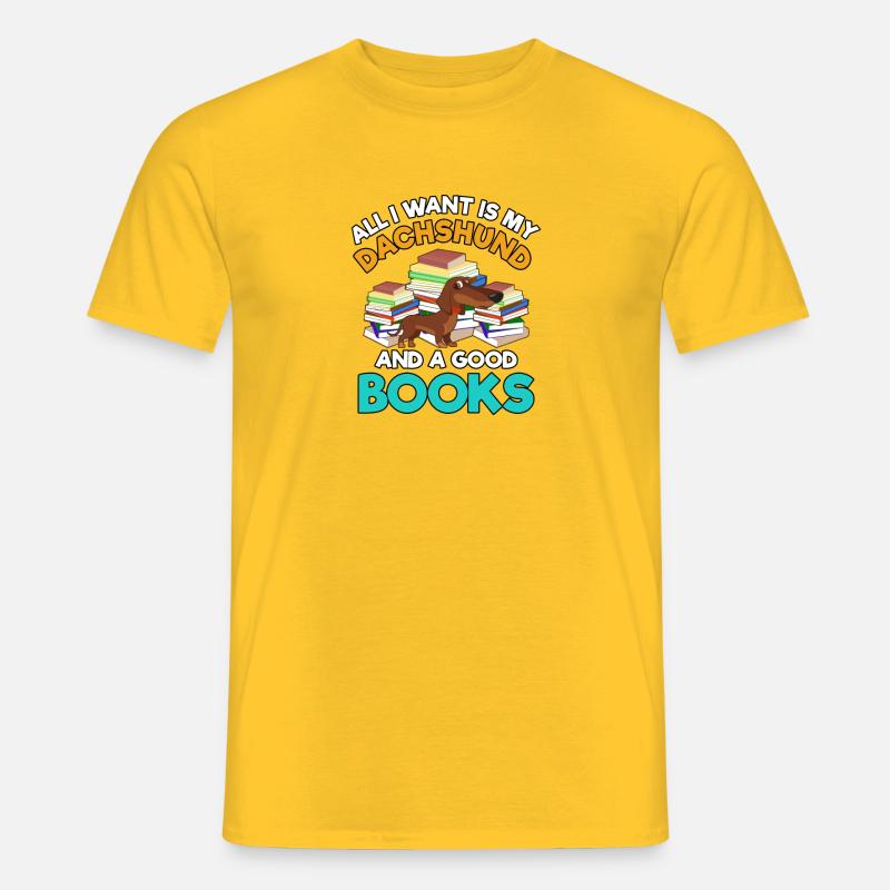 Dackel Lesebücher Geschenk - Männer T-Shirt - Gelb