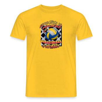 L’éducation est importante, mais le vollyball est important - T-shirt homme - jaune - Devant - AI Model Male 178 dark (178cm)