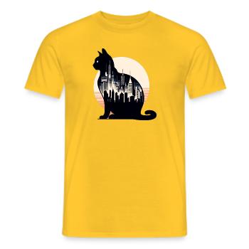 Urban cat - Men's T-Shirt - yellow - Front - AI Model Male 178 dark (178cm)