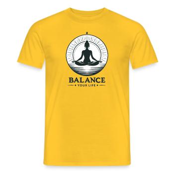 Yoga Pose Silhouette - Men's T-Shirt - yellow - Front - AI Model Male 178 dark (178cm)
