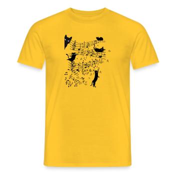 Chats Clé de musique Partition Chemise de chat drôle - T-shirt homme - jaune - Devant - AI Model Male 178 dark (178cm)