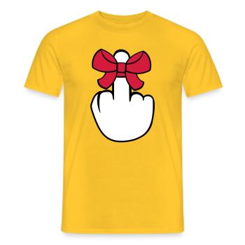 wanker middle finger show insult fuck you f - Men's T-Shirt - yellow - Front - AI Model Male 178 dark (178cm)