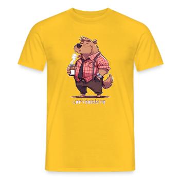 Capybarista Kaffee Capybara Motiv - Männer T-Shirt - Gelb - Vorne - AI Model Male 178 dark (178cm)