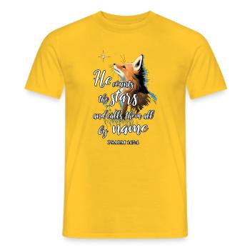 Bible Verse Christian Religious Motif - Men's T-Shirt - yellow - Front - AI Model Male 178 dark (178cm)